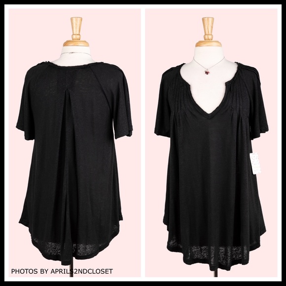 FREE PEOPLE BOHO TUNIC TEE FLOWY V-NECK TOP A2C - Picture 3 of 16